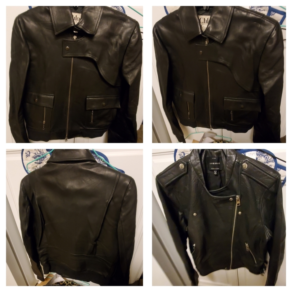 Chloe Leather Style Biker Jacket Womens Size 38